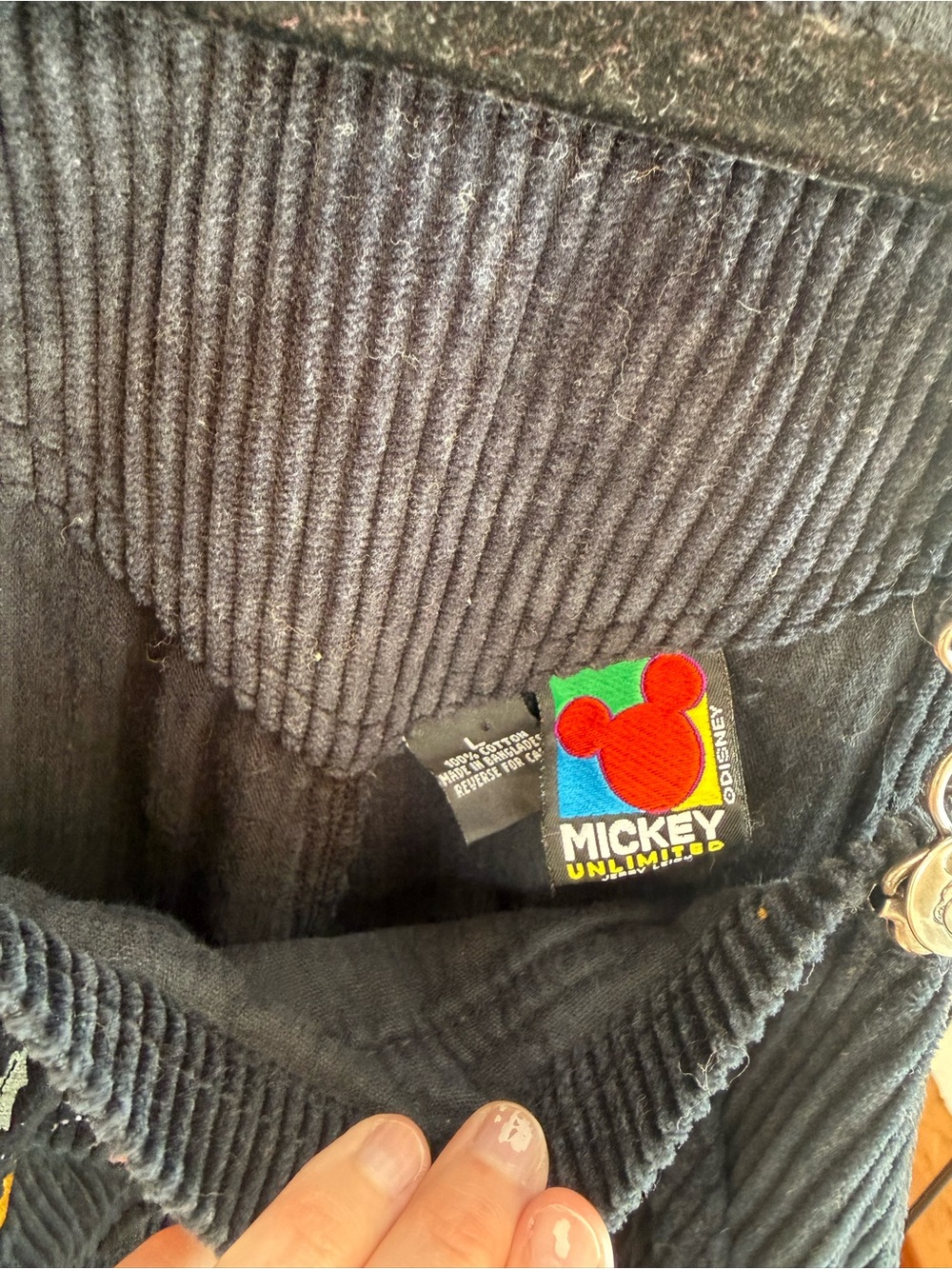 Black Corduroy Mickey Mouse Vintage Overalls - Picture 4 of 4